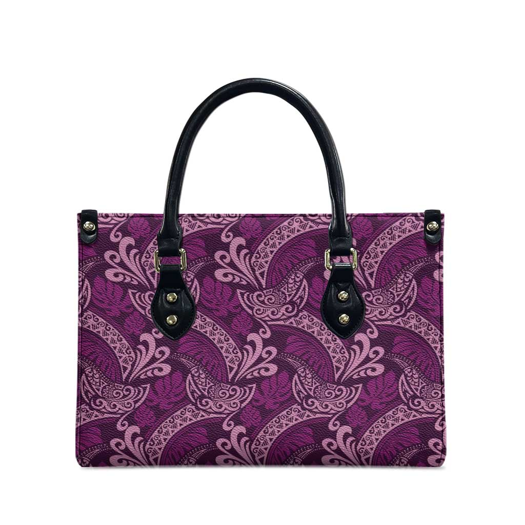 Royal Purple Monstera Leather Bag Polynesian Tribal Pattern LT01 - Polynesian Pride