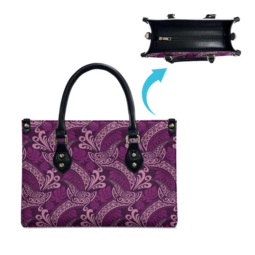 Royal Purple Monstera Leather Bag Polynesian Tribal Pattern LT01 - Polynesian Pride