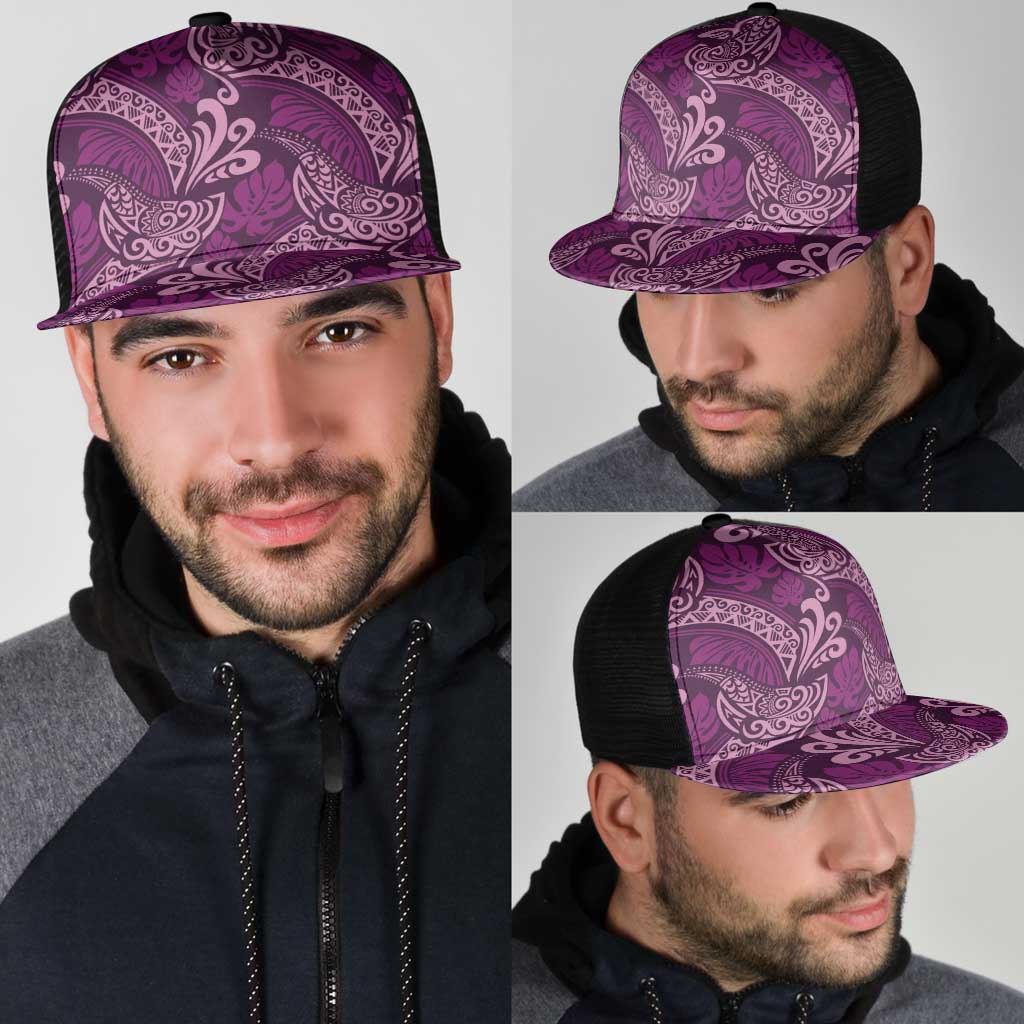 Royal Purple Monstera Mesh Trucker Cap Polynesian Tribal Pattern LT01 - Polynesian Pride