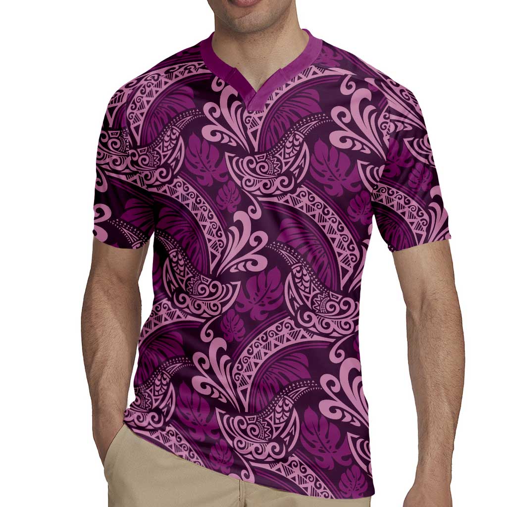 Royal Purple Monstera Rugby Jersey Polynesian Tribal Pattern LT01 - Polynesian Pride