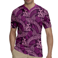 Royal Purple Monstera Rugby Jersey Polynesian Tribal Pattern LT01 - Polynesian Pride