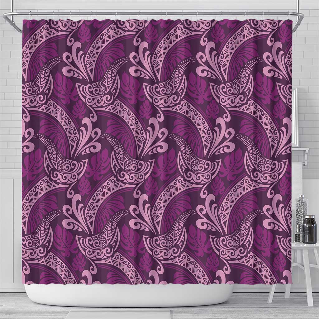 Royal Purple Monstera Shower Curtain Polynesian Tribal Pattern LT01 - Polynesian Pride