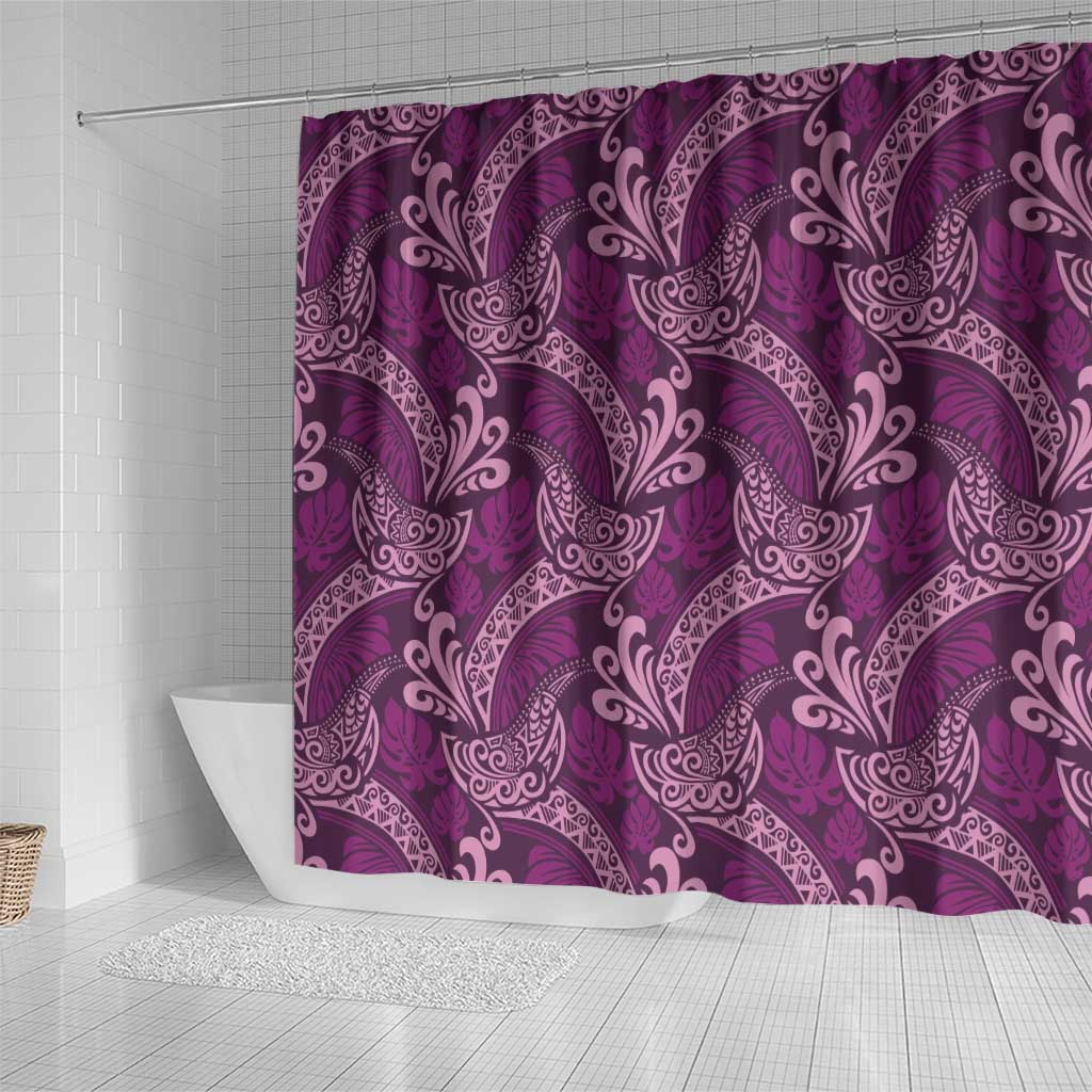 Royal Purple Monstera Shower Curtain Polynesian Tribal Pattern LT01 - Polynesian Pride