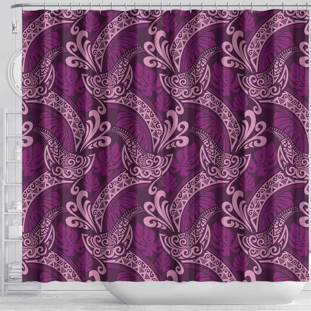 Royal Purple Monstera Shower Curtain Polynesian Tribal Pattern LT01 - Polynesian Pride