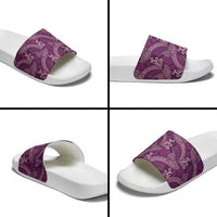 Royal Purple Monstera Slide Sandals Polynesian Tribal Pattern - Polynesian Pride