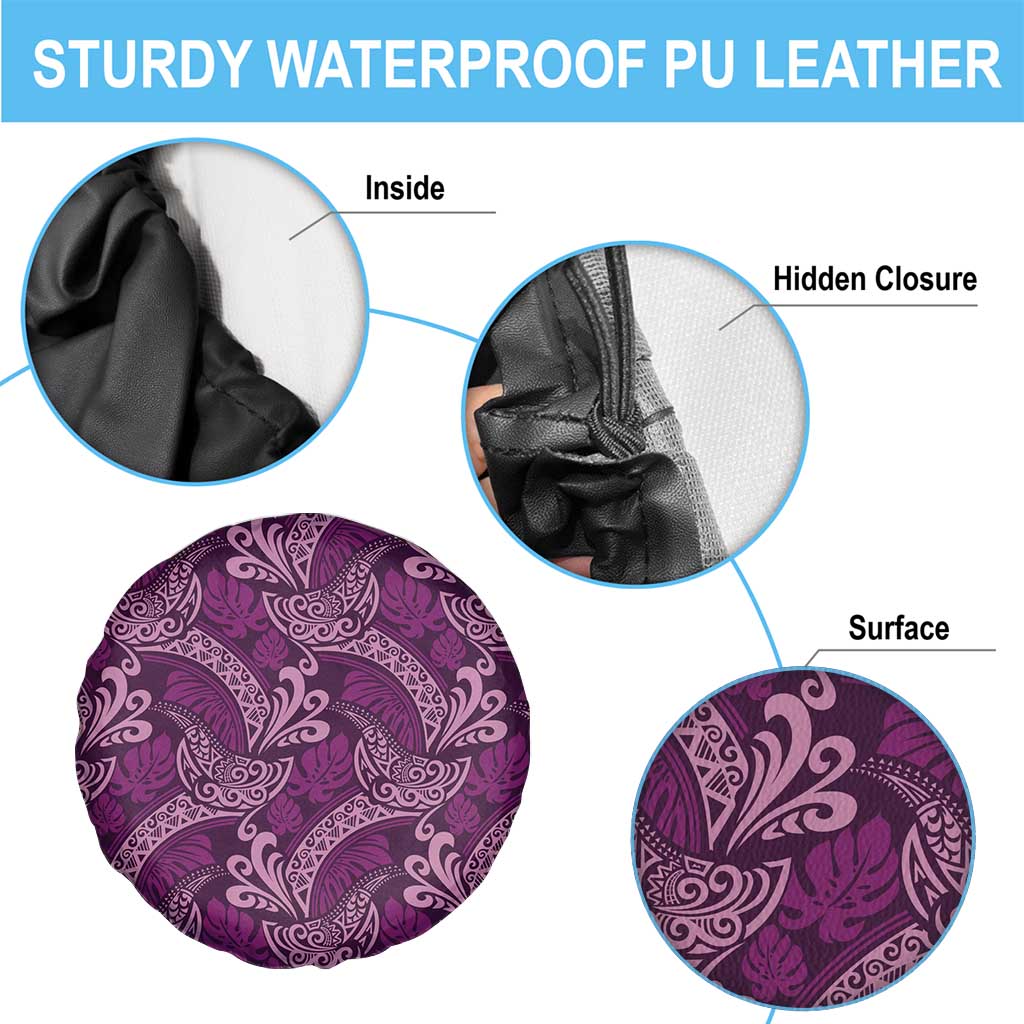 Royal Purple Monstera Spare Tire Cover Polynesian Tribal Pattern - Polynesian Pride