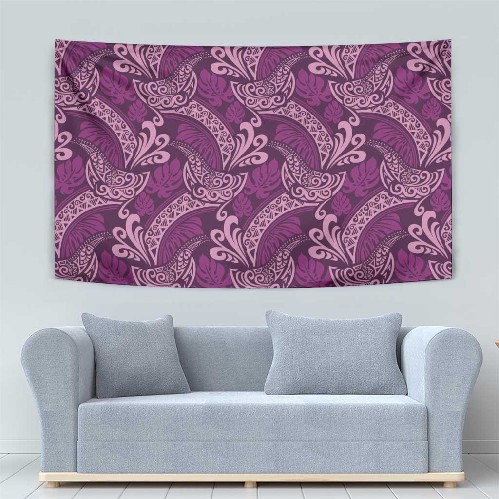 Royal Purple Monstera Tapestry Polynesian Tribal Pattern LT01 - Polynesian Pride