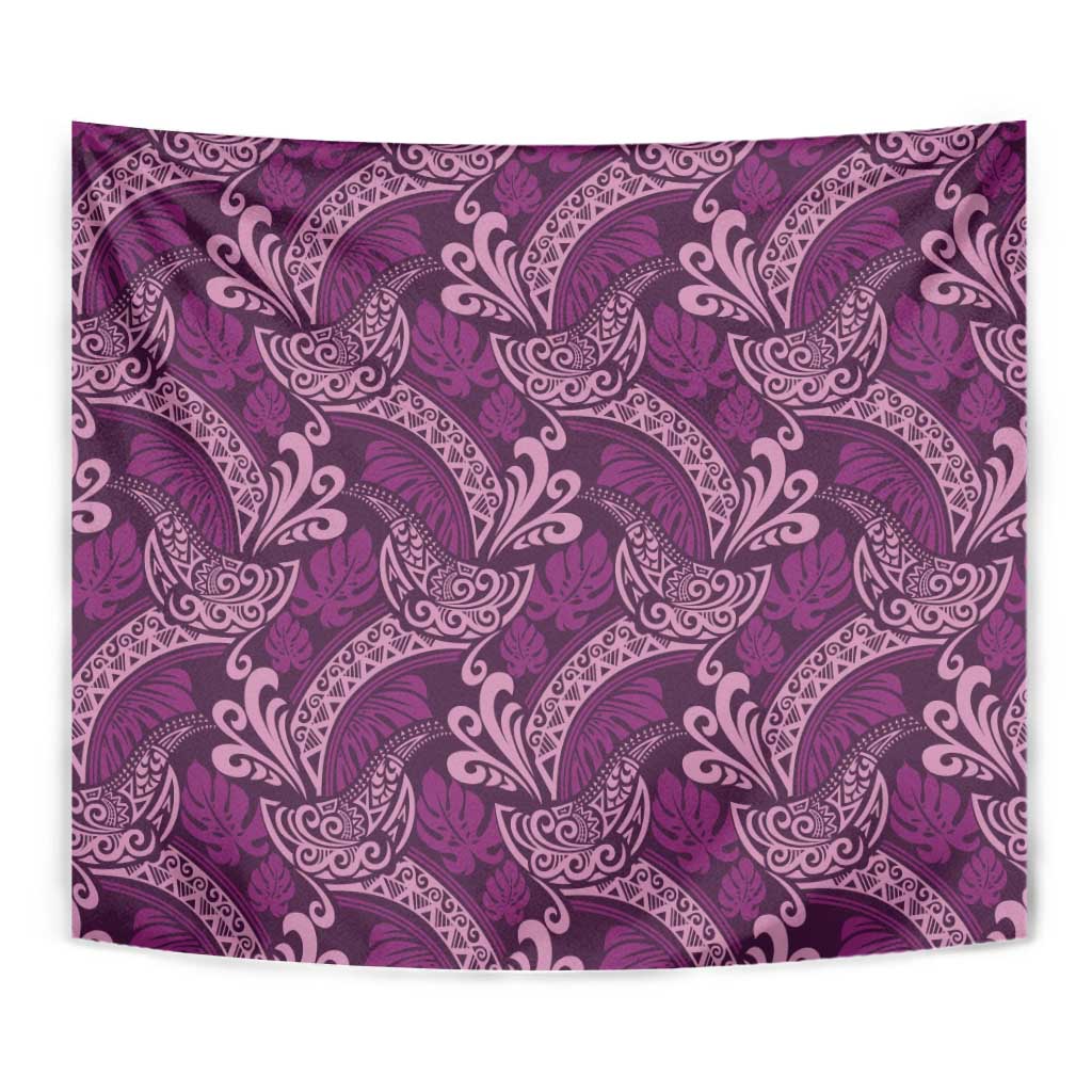 Royal Purple Monstera Tapestry Polynesian Tribal Pattern LT01 - Polynesian Pride
