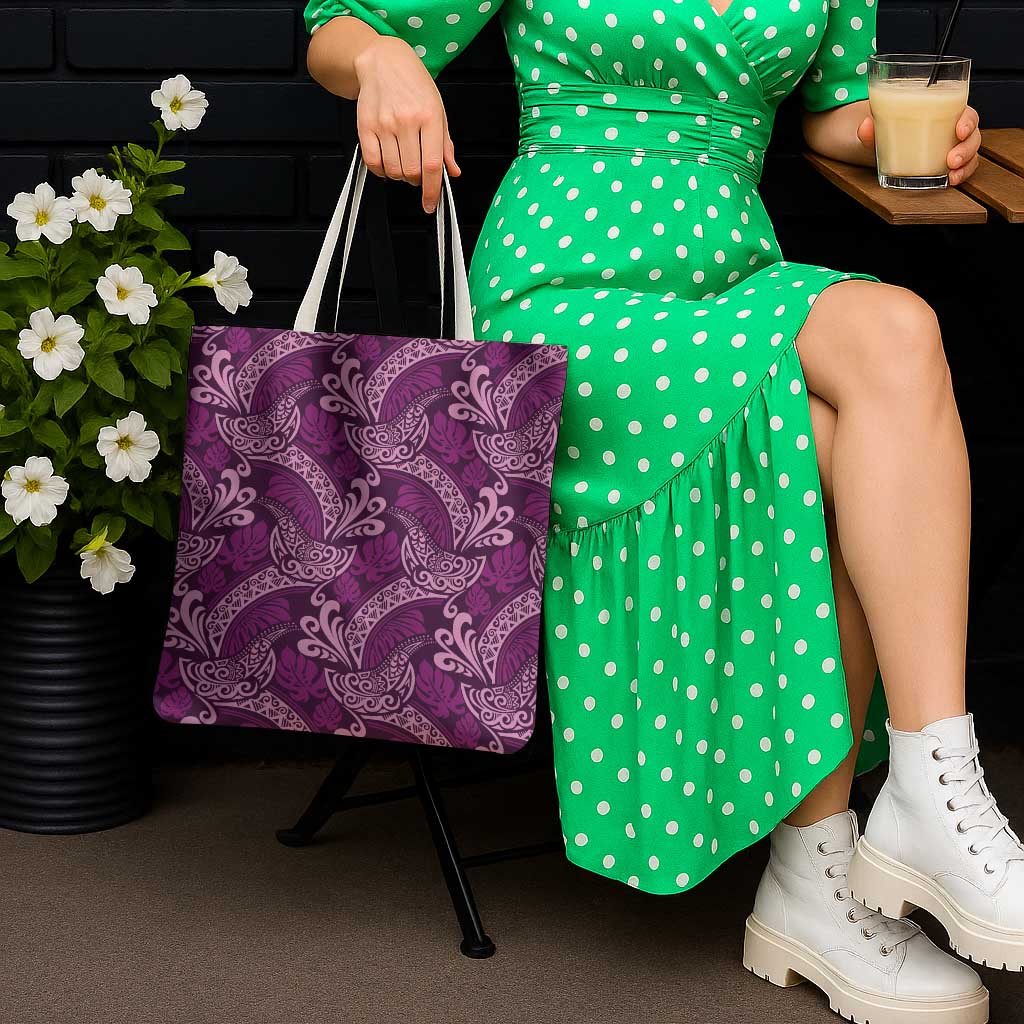 Royal Purple Monstera Tote Bag Polynesian Tribal Pattern LT01 - Polynesian Pride