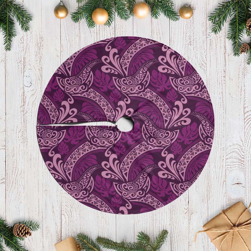 Royal Purple Monstera Tree Skirt Polynesian Tribal Pattern LT01 Casual Purple - Polynesian Pride