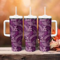 Royal Purple Monstera Tumbler With Handle Polynesian Tribal Pattern LT01 - Polynesian Pride