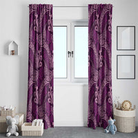 Royal Purple Monstera Window Curtain Polynesian Tribal Pattern - Polynesian Pride