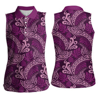 Royal Purple Monstera Women Sleeveless Polo Shirt Polynesian Tribal Pattern LT01 - Polynesian Pride