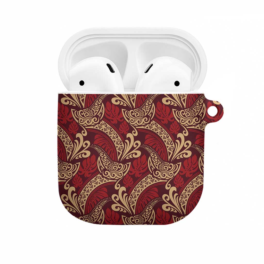 Luxury Red Monstera AirPods Case Polynesian Tribal Pattern LT01 Red - Polynesian Pride