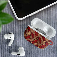 Luxury Red Monstera AirPods Case Polynesian Tribal Pattern - Polynesian Pride