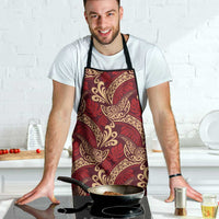 Luxury Red Monstera Apron Polynesian Tribal Pattern LT01 - Polynesian Pride