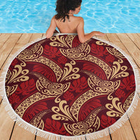 Luxury Red Monstera Beach Blanket Polynesian Tribal Pattern LT01 - Polynesian Pride