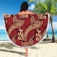Luxury Red Monstera Beach Blanket Polynesian Tribal Pattern LT01 - Polynesian Pride