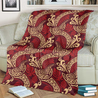 Luxury Red Monstera Blanket Polynesian Tribal Pattern LT01 - Polynesian Pride