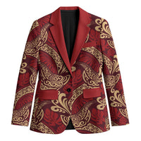 Luxury Red Monstera Blazer Polynesian Tribal Pattern LT01 Unisex Red - Polynesian Pride