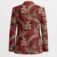 Luxury Red Monstera Blazer Polynesian Tribal Pattern LT01 - Polynesian Pride