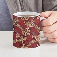 Luxury Red Monstera Ceramic Mug Polynesian Tribal Pattern LT01 - Polynesian Pride
