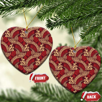 Luxury Red Monstera Ceramic Ornament Polynesian Tribal Pattern - Polynesian Pride