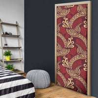 Luxury Red Monstera Door Cover Polynesian Tribal Pattern LT01 - Polynesian Pride