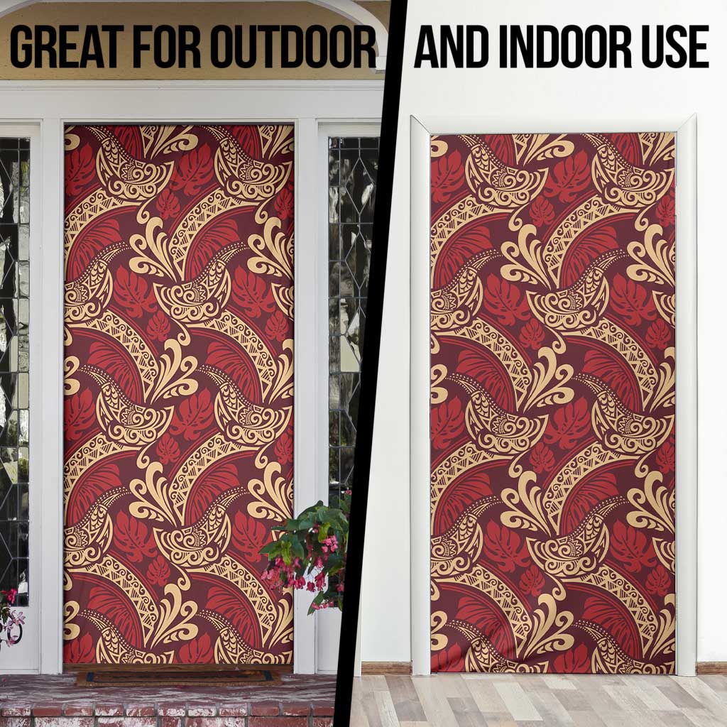 Luxury Red Monstera Door Cover Polynesian Tribal Pattern LT01 - Polynesian Pride