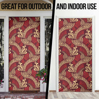 Luxury Red Monstera Door Cover Polynesian Tribal Pattern LT01 - Polynesian Pride