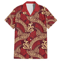 Luxury Red Monstera Family Matching Short Sleeve Bodycon Dress and Hawaiian Shirt Polynesian Tribal Pattern LT01 Dad's Shirt - Short Sleeve Red - Polynesian Pride