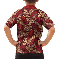 Luxury Red Monstera Family Matching Summer Maxi Dress and Hawaiian Shirt Polynesian Tribal Pattern - Polynesian Pride