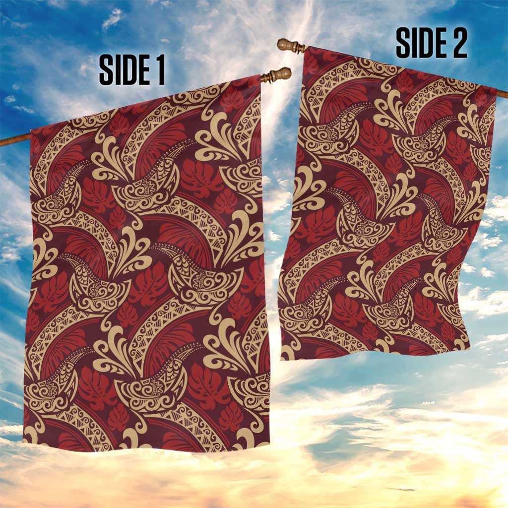 Luxury Red Monstera Garden Flag Polynesian Tribal Pattern LT01 - Polynesian Pride