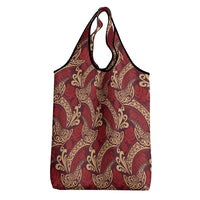 Luxury Red Monstera Grocery Bag Polynesian Tribal Pattern LT01 - Polynesian Pride