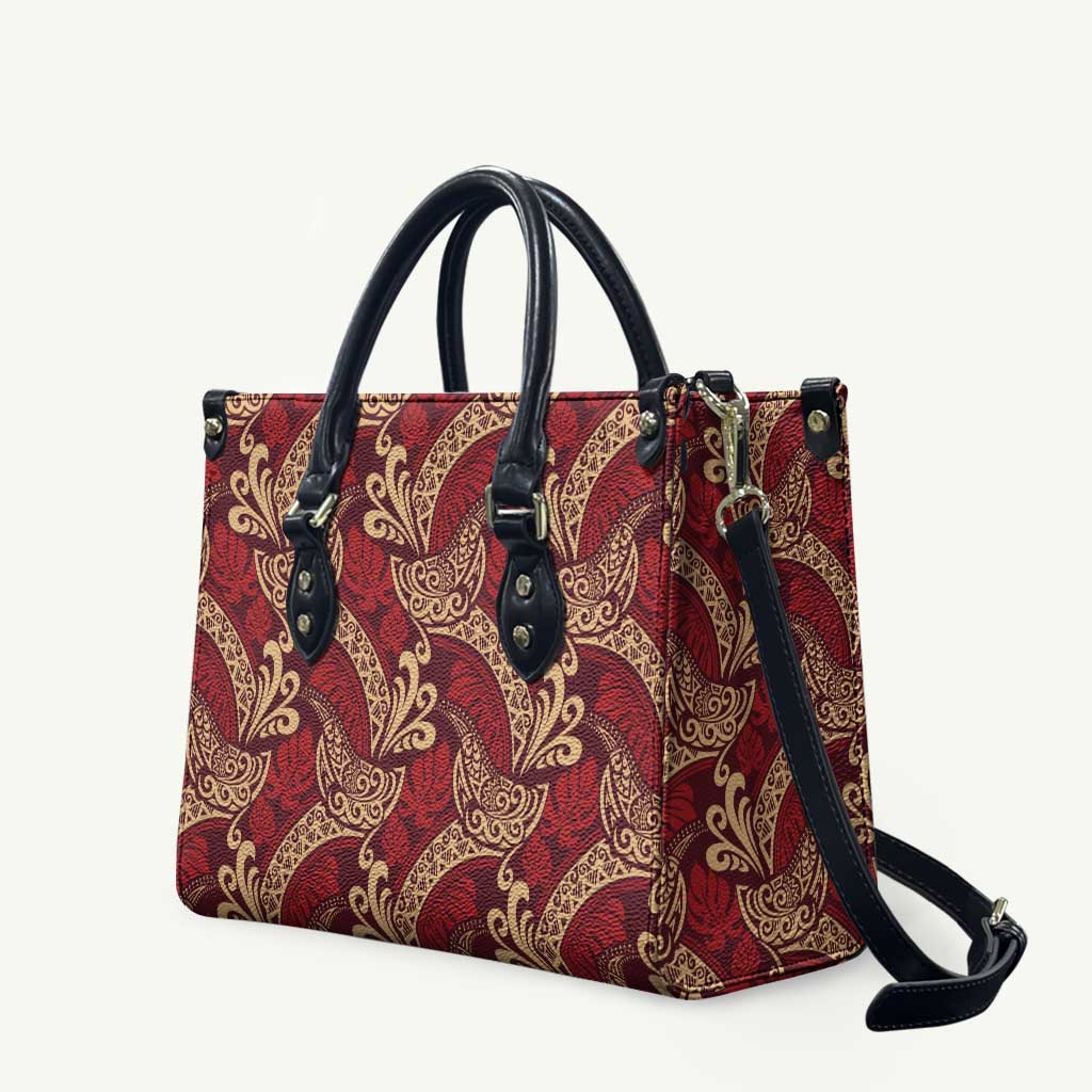 Luxury Red Monstera Leather Bag Polynesian Tribal Pattern LT01 Red - Polynesian Pride