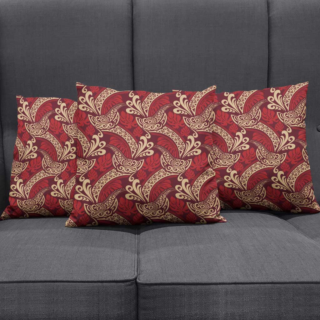 Luxury Red Monstera Pillow Cover Polynesian Tribal Pattern LT01 - Polynesian Pride