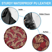 Luxury Red Monstera Spare Tire Cover Polynesian Tribal Pattern - Polynesian Pride