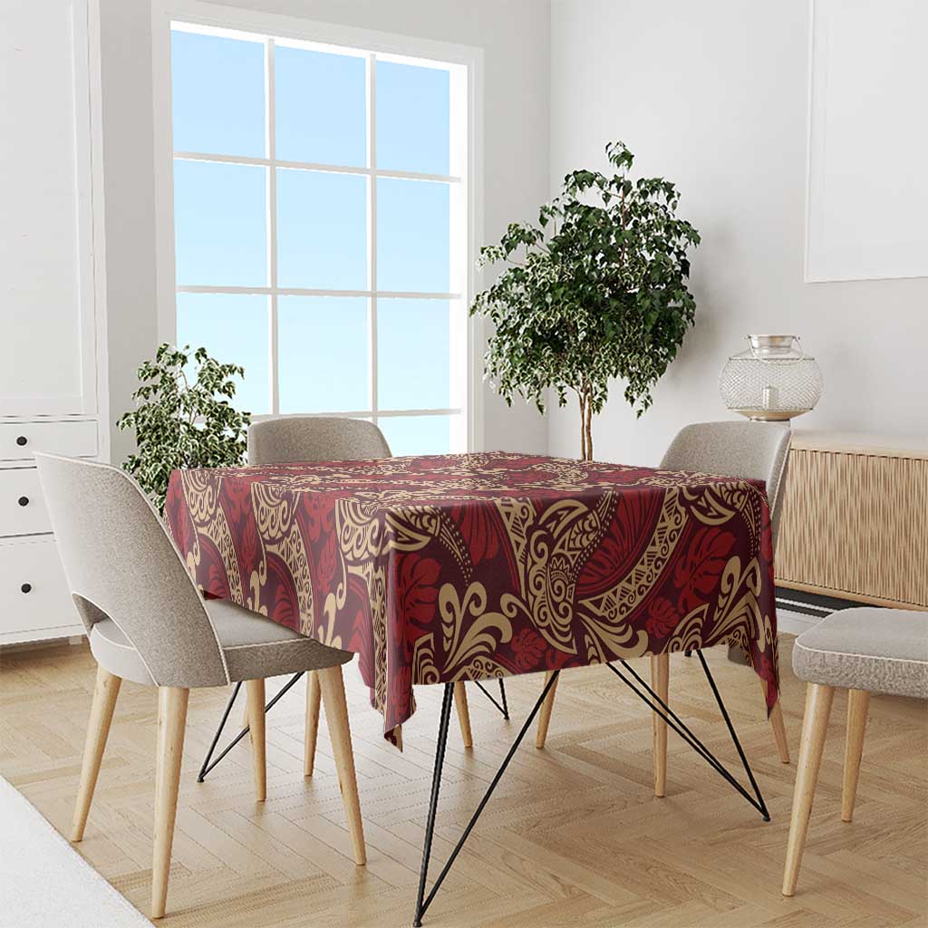 Luxury Red Monstera Tablecloth Polynesian Tribal Pattern LT01 - Polynesian Pride