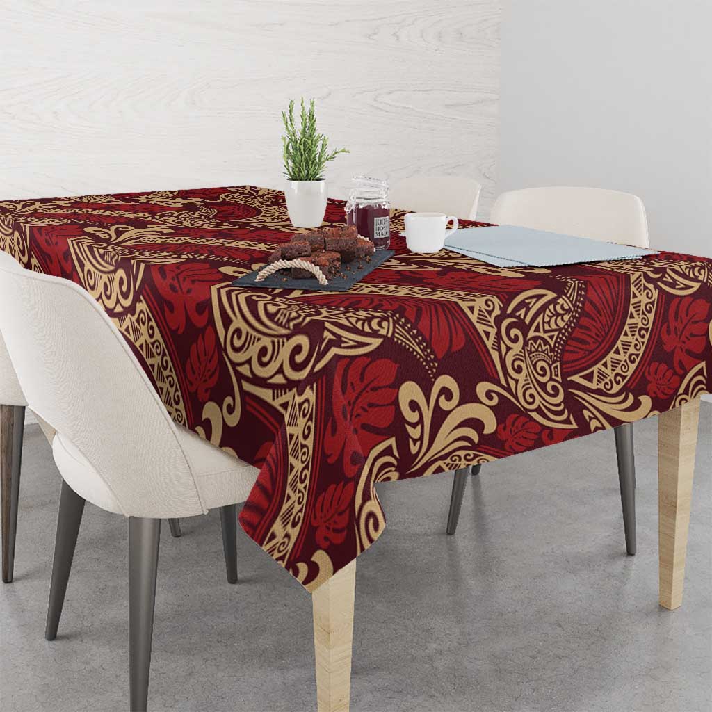 Luxury Red Monstera Tablecloth Polynesian Tribal Pattern LT01 - Polynesian Pride