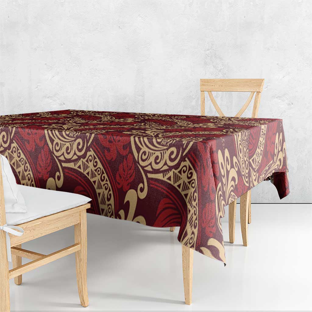 Luxury Red Monstera Tablecloth Polynesian Tribal Pattern LT01 - Polynesian Pride