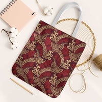 Luxury Red Monstera Tote Bag Polynesian Tribal Pattern - Polynesian Pride