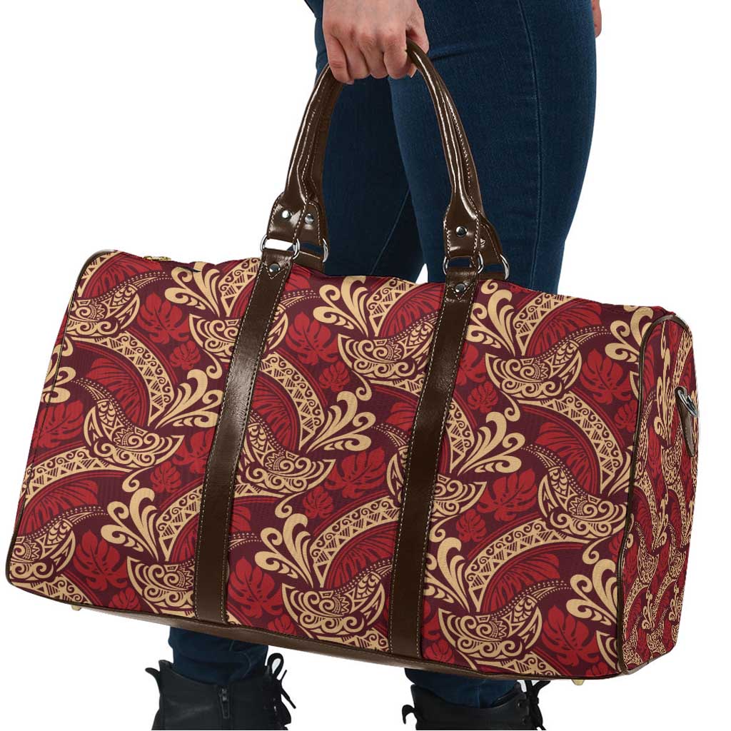 Luxury Red Monstera Travel Bag Polynesian Tribal Pattern LT01 - Polynesian Pride