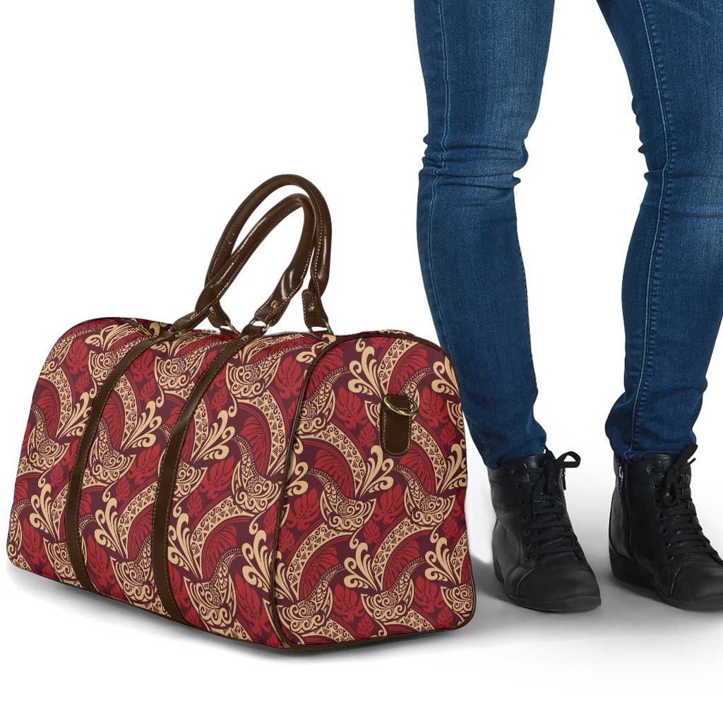 Luxury Red Monstera Travel Bag Polynesian Tribal Pattern LT01 - Polynesian Pride