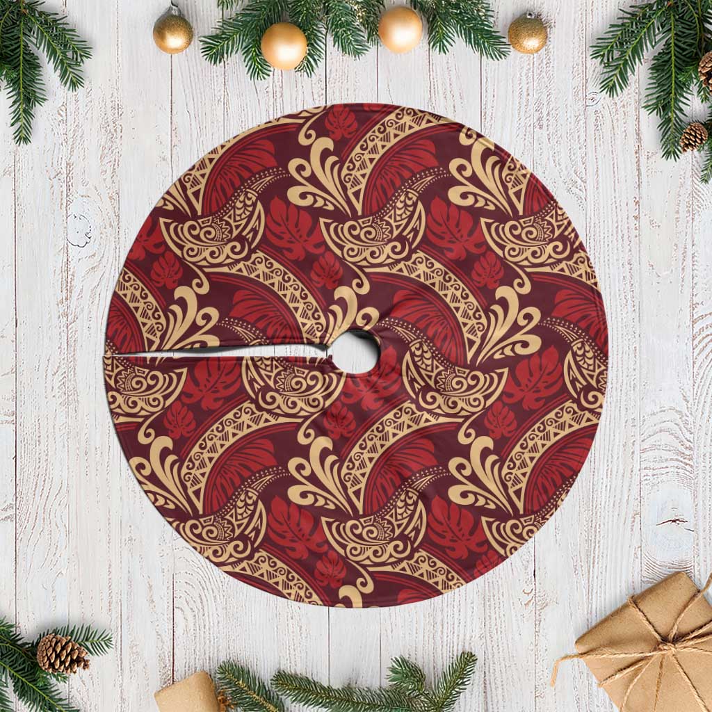 Luxury Red Monstera Tree Skirt Polynesian Tribal Pattern LT01 Casual Red - Polynesian Pride
