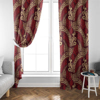 Luxury Red Monstera Window Curtain Polynesian Tribal Pattern LT01 - Polynesian Pride
