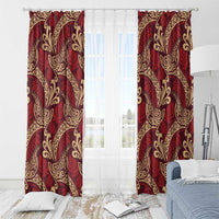 Luxury Red Monstera Window Curtain Polynesian Tribal Pattern LT01 - Polynesian Pride