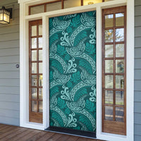Teal Monstera Door Cover Polynesian Tribal Pattern LT01 - Polynesian Pride