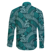 Teal Monstera Family Matching Short Sleeve Bodycon Dress and Hawaiian Shirt Polynesian Tribal Pattern LT01 - Polynesian Pride