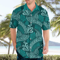 Teal Monstera Hawaiian Shirt Polynesian Tribal Pattern LT01 - Polynesian Pride