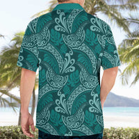 Teal Monstera Hawaiian Shirt Polynesian Tribal Pattern LT01 - Polynesian Pride